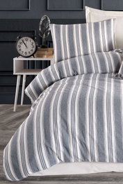 L'essentiel linge de maison Soft Line - Juego de Funda de Edredón Individual Antracita
